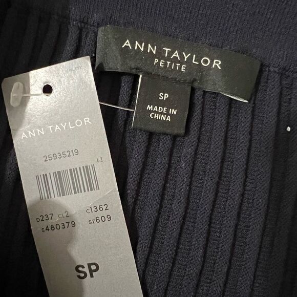 NEW! Ann Taylor Navy/Gold Academia Preppy Knit Sweater Skirt Size Small Petite - Picture 6 of 10